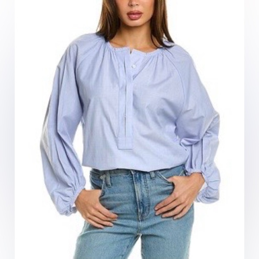 Serenette Casual Blue Button-Up Blouse